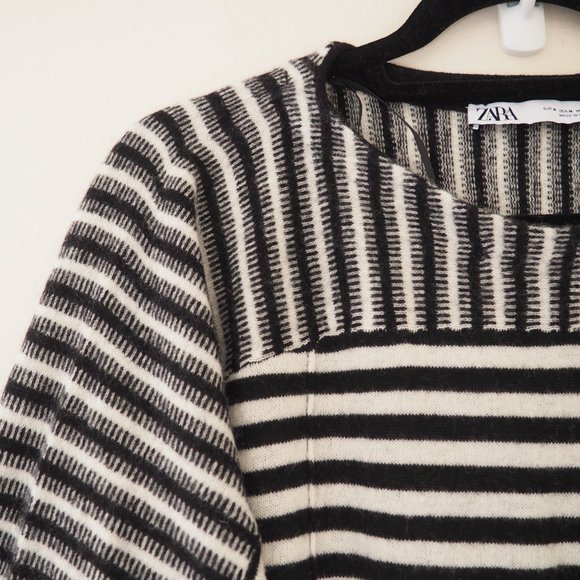 !! Zara Extra Soft Knit Wool Stripe Long Sleeve Dress sz M 100% wool - Picture 8 of 11